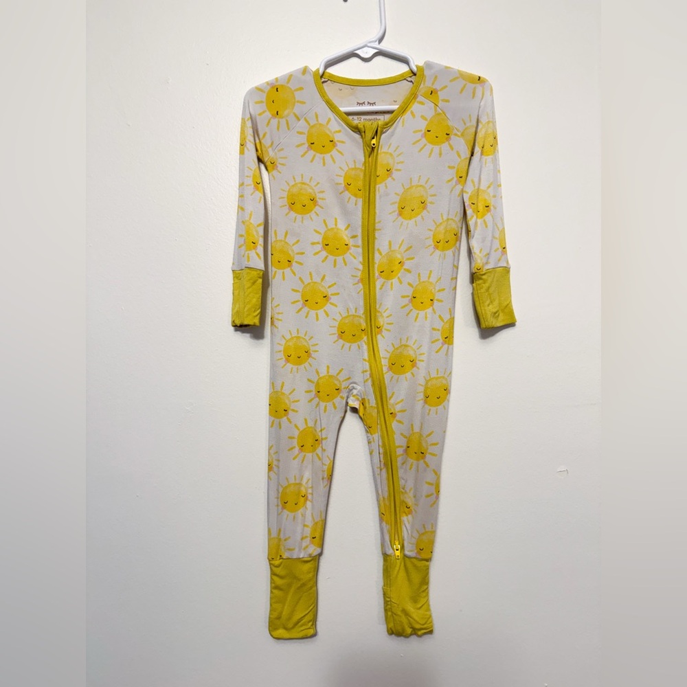 Sunshine Suns Yellow Kids One Piece Zip Pajamas
